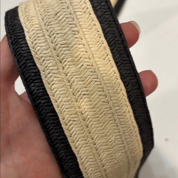 ZARA Woven Belt Black Cream Wide Stretch Statement Buckle Classic Chic - Picture 15 of 15